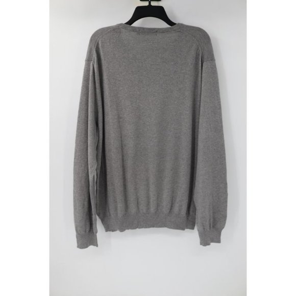 J Crew sweater Mens XL V Neck Long Sleeve Knit Cotton Cashmere Gray pullover - Picture 4 of 7